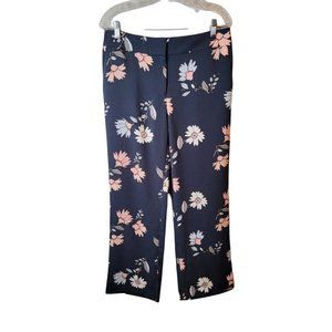 Ann Taylor Loft Size 6 Women's Pants Blue PInk Floral Straight Leg Dress Trouser